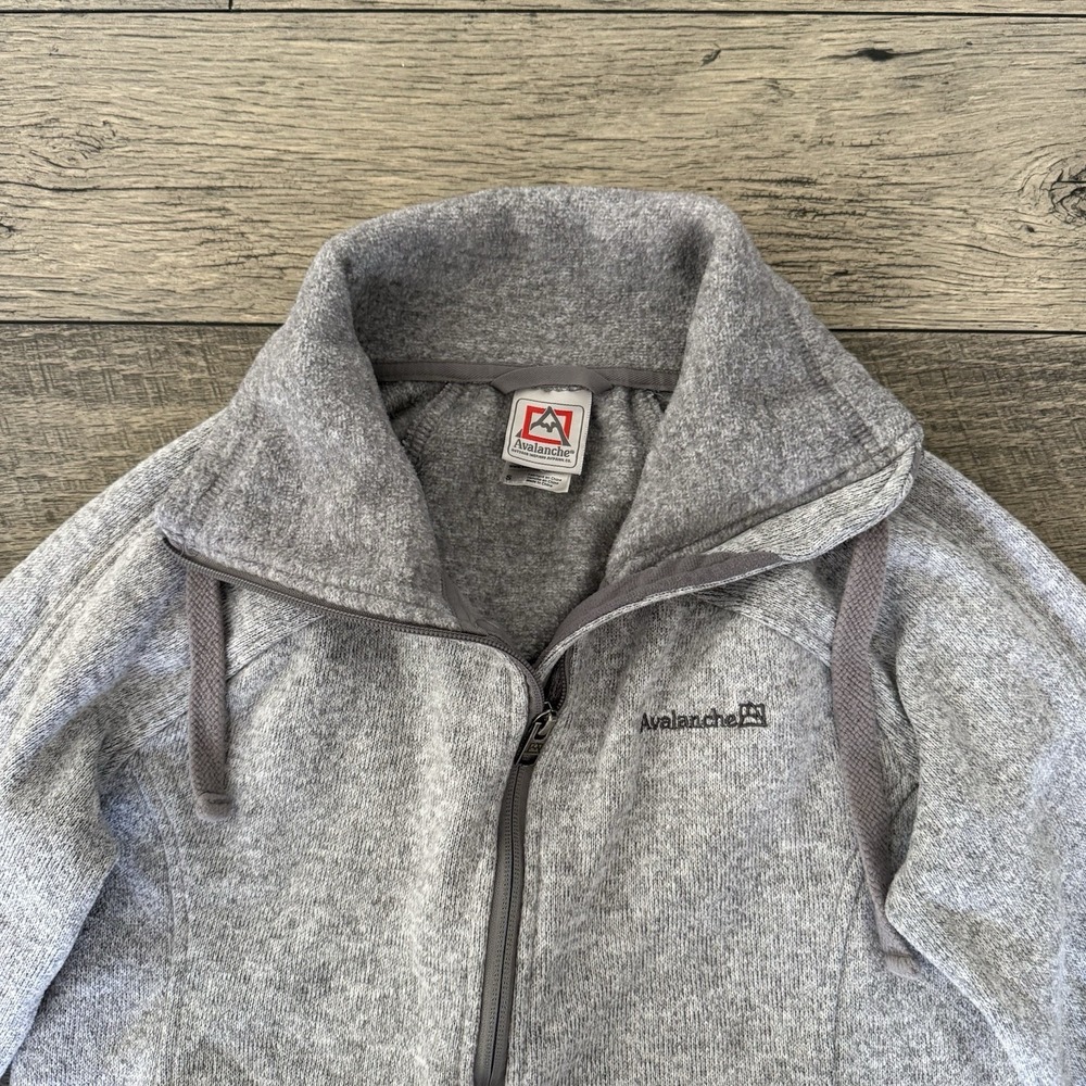 Avalanche Fleece Lined Zip Up Jacket Womens S Gray Mock Neck Long Sleeve Knitted - Picture 2 of 9